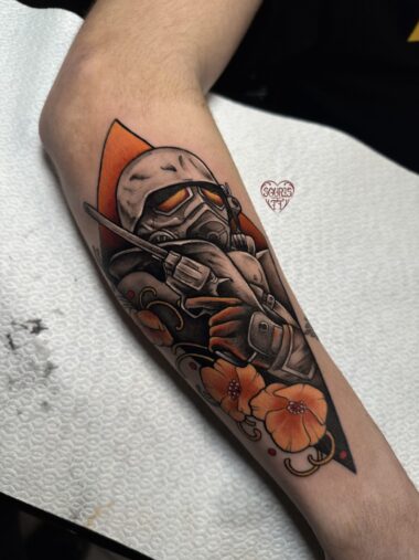 Realistyczny tatuaż postaci Star Wars black and grey