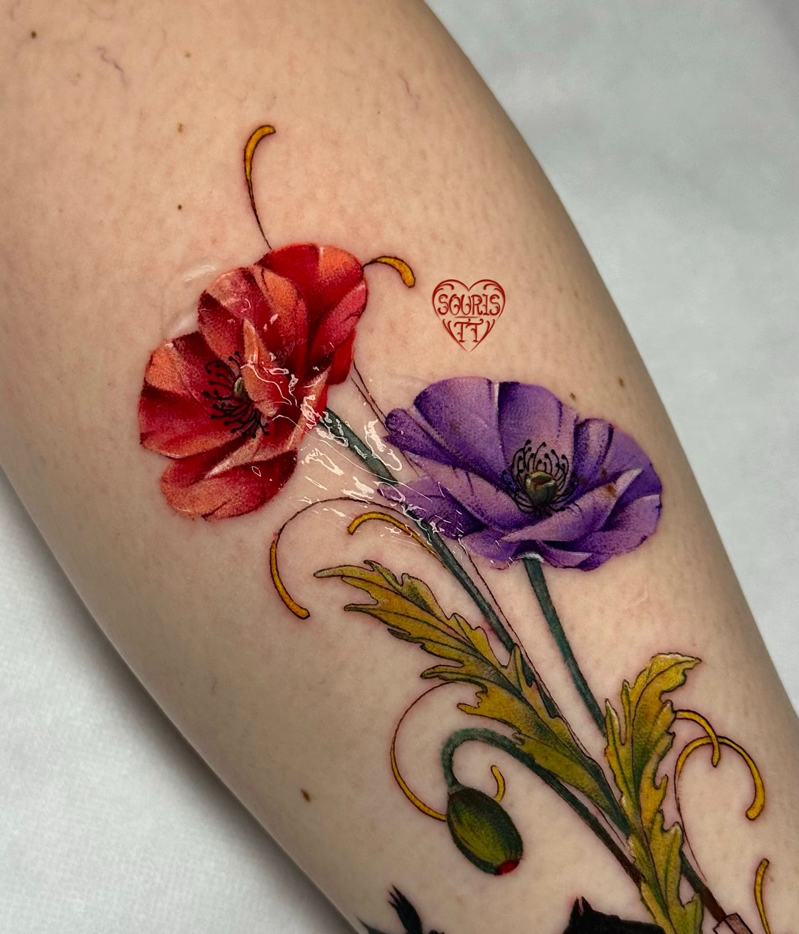 Kolorowy tatuaż maków – Zajawa Tattoo Żary