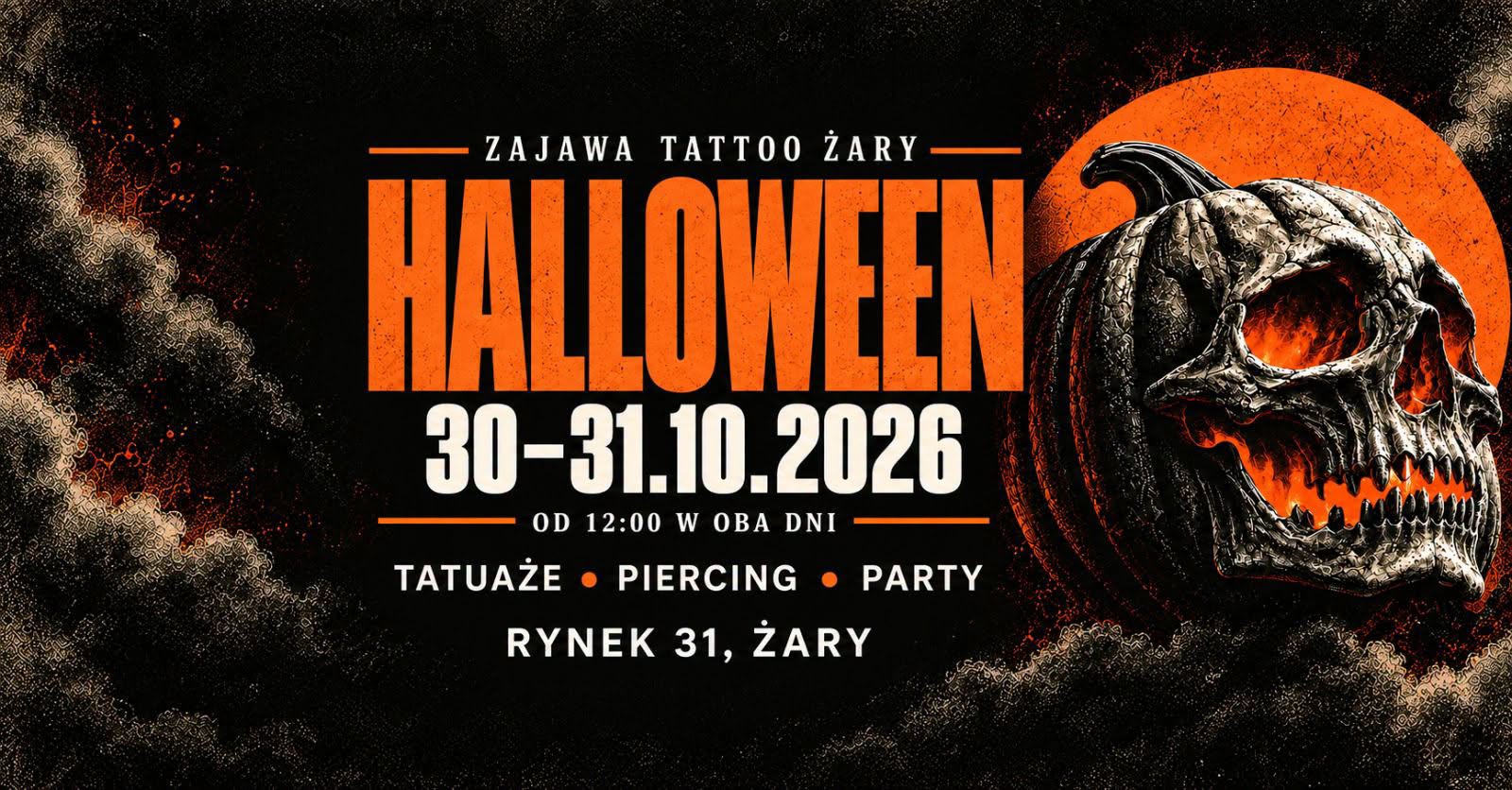Halloween w Zajawa Tattoo Żary — 30–31 października 2026, Rynek 31, start o 12:00